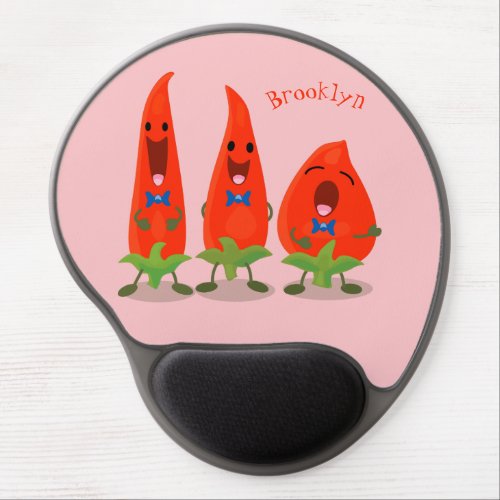 Cute singing chilli peppers cartoon illustration gel mouse pad