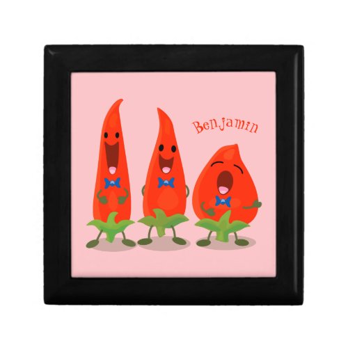 Cute singing chilli peppers cartoon illustration gift box