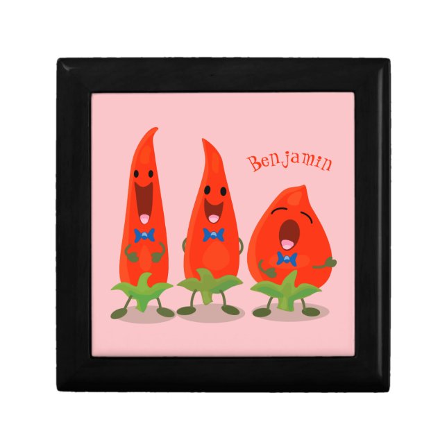 Cute singing chilli peppers cartoon illustration gift box (Front)