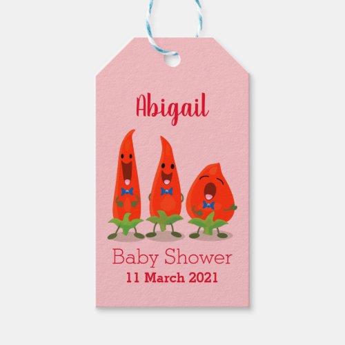 Cute singing chilli peppers cartoon illustration  gift tags