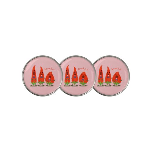 Cute singing chilli peppers cartoon illustration golf ball marker