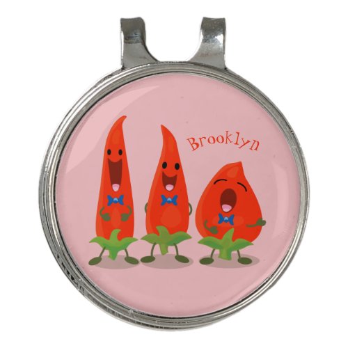 Cute singing chilli peppers cartoon illustration golf hat clip