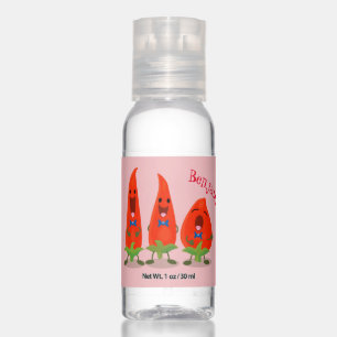 Cute singing chilli peppers cartoon illustration hand sanitizer