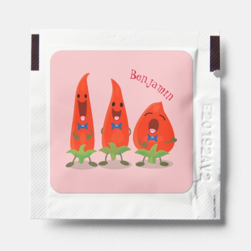 Cute singing chilli peppers cartoon illustration hand sanitizer packet