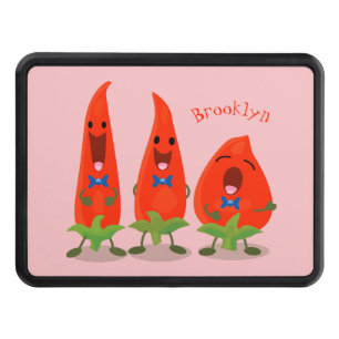 Cute singing chilli peppers cartoon illustration hitch cover