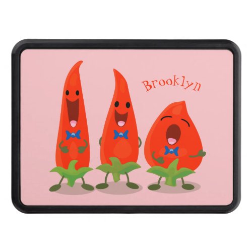 Cute singing chilli peppers cartoon illustration hitch cover