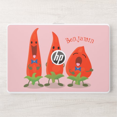 Cute singing chilli peppers cartoon illustration HP laptop skin