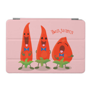 Cute singing chilli peppers cartoon illustration iPad mini cover
