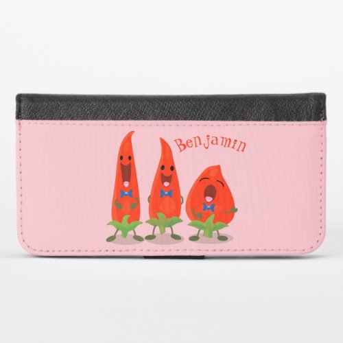 Cute singing chilli peppers cartoon illustration iPhone x wallet case