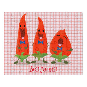 Cute singing chilli peppers cartoon illustration jigsaw puzzle