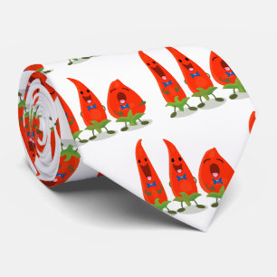 Cute singing chilli peppers cartoon illustration neck tie