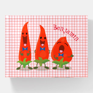 Cute singing chilli peppers cartoon illustration paperweight
