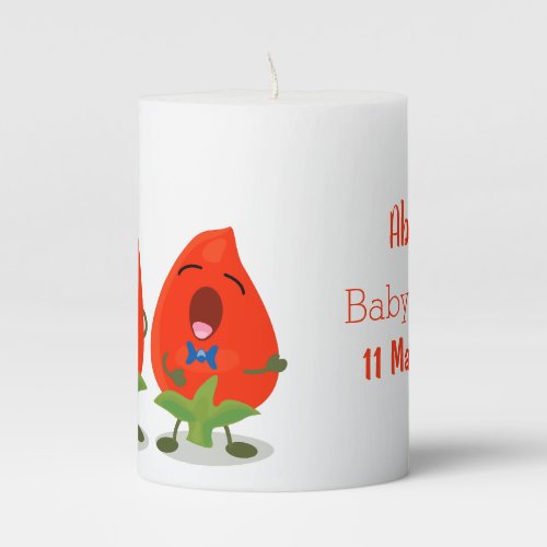 Cute singing chilli peppers cartoon illustration pillar candle