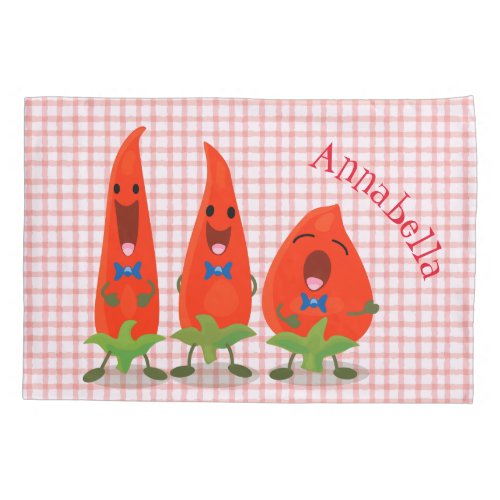 Cute singing chilli peppers cartoon illustration pillow case