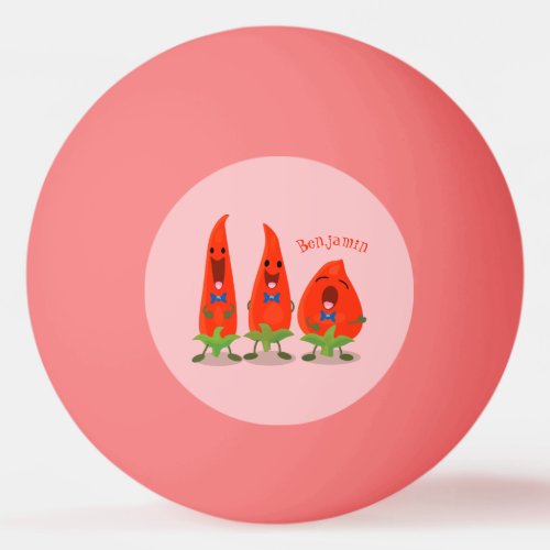 Cute singing chilli peppers cartoon illustration ping pong ball
