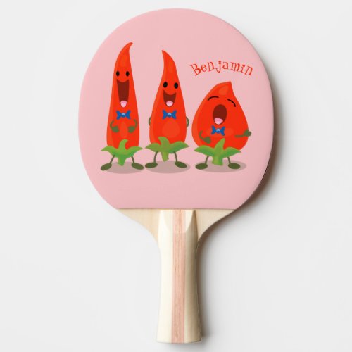 Cute singing chilli peppers cartoon illustration ping pong paddle