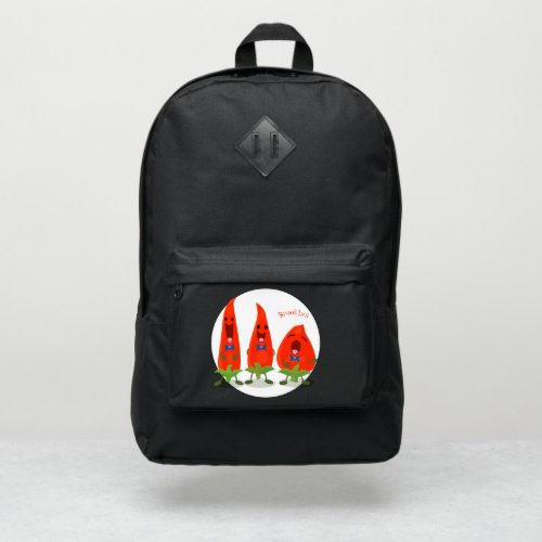 Cute singing chilli peppers cartoon illustration port authority backpack