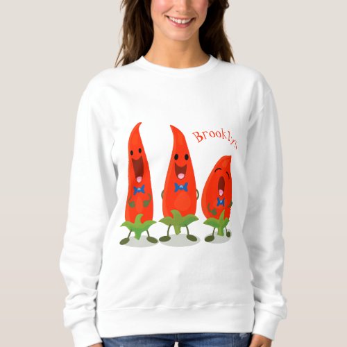 Cute singing chilli peppers cartoon illustration sweatshirt