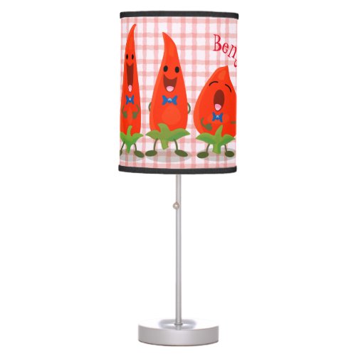 Cute singing chilli peppers cartoon illustration table lamp