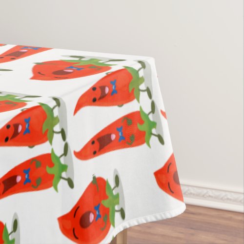 Cute singing chilli peppers cartoon illustration tablecloth