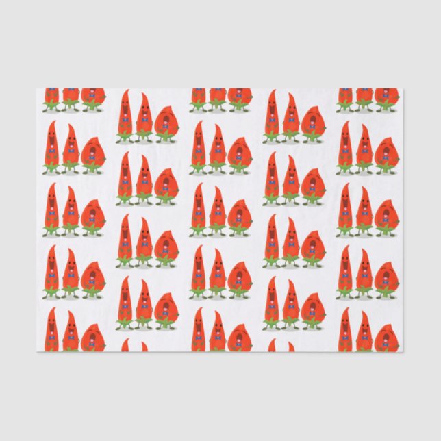 Cute singing chilli peppers cartoon illustration tissue paper (Front)