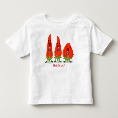 Cute singing chilli peppers cartoon illustration toddler t_shirt