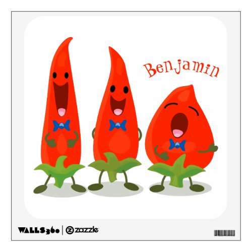Cute singing chilli peppers cartoon illustration wall decal