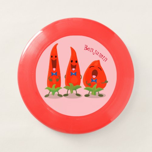 Cute singing chilli peppers cartoon illustration Wham_O frisbee