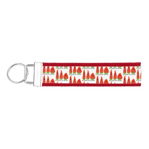 Cute singing chilli peppers cartoon illustration wrist keychain