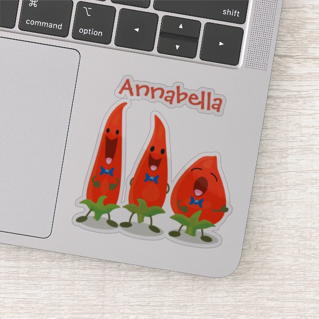 Cute singing chilli trio cartoon illustration sticker (Detail)