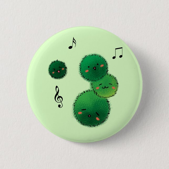 Cute Singing Marimo Moss Stack Button (Front)