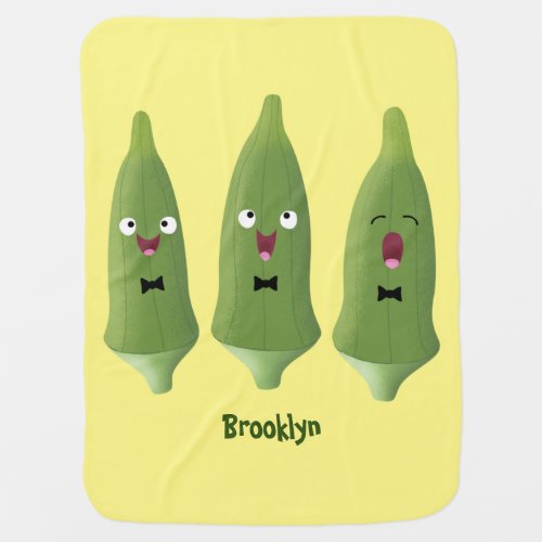 Cute singing okra vegetable cartoon baby blanket