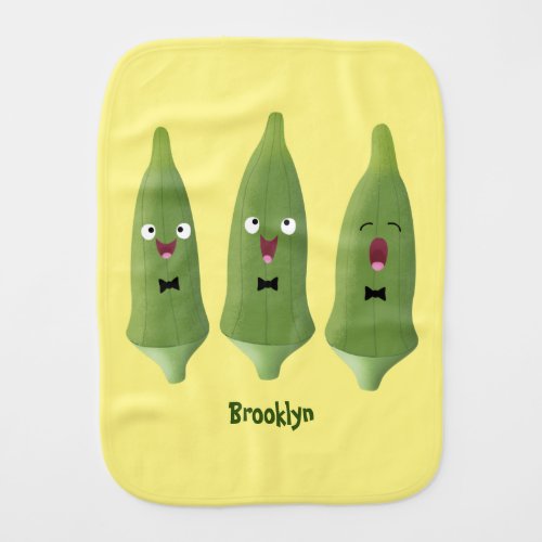 Cute singing okra vegetable cartoon baby burp cloth