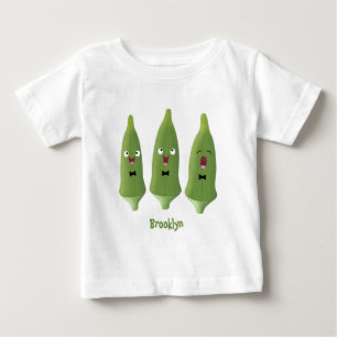 Cute singing okra vegetable cartoon  baby T-Shirt