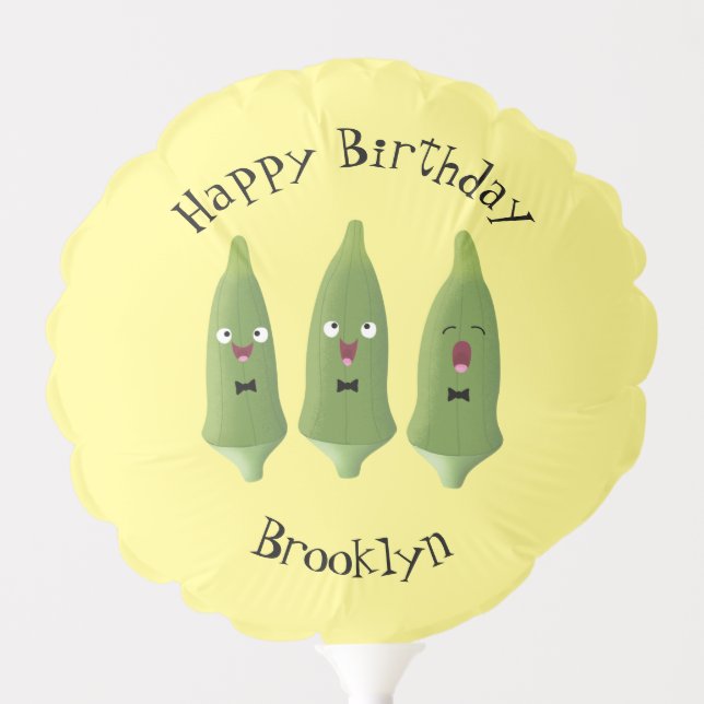 Cute singing okra vegetable cartoon balloon (Front)
