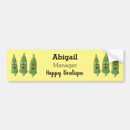Cute singing okra vegetable cartoon bumper sticker