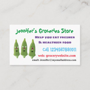 Cute singing okra vegetable cartoon business card