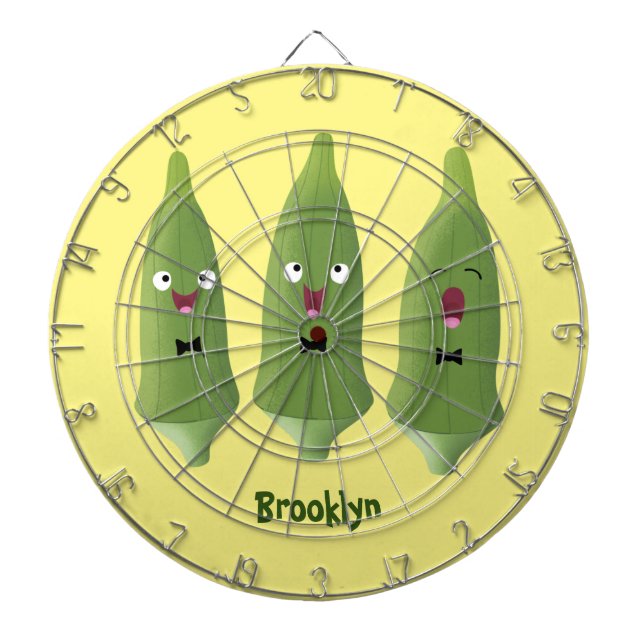 Cute singing okra vegetable cartoon dart board (Front)
