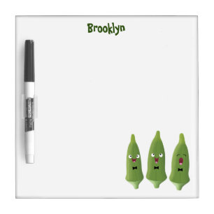 Cute singing okra vegetable cartoon  dry erase board