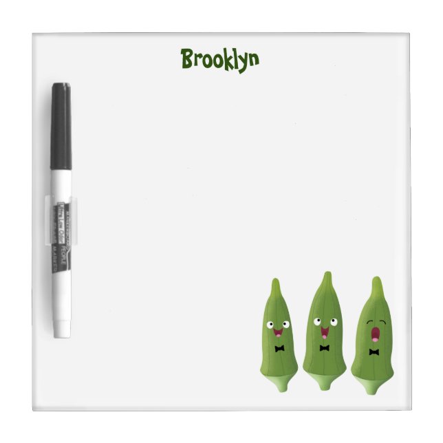 Cute singing okra vegetable cartoon  dry erase board (Front)