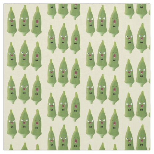 Cute singing okra vegetable cartoon fabric