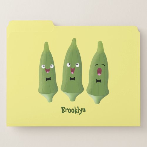 Cute singing okra vegetable cartoon  file folder