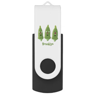 Cute singing okra vegetable cartoon  flash drive