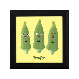 Cute singing okra vegetable cartoon gift box