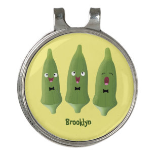 Cute singing okra vegetable cartoon golf hat clip