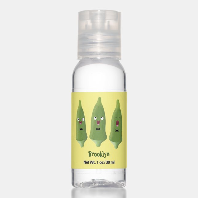 Cute singing okra vegetable cartoon  hand sanitizer (Front)