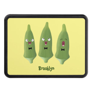 Cute singing okra vegetable cartoon hitch cover