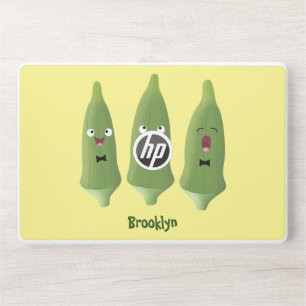 Cute singing okra vegetable cartoon HP laptop skin