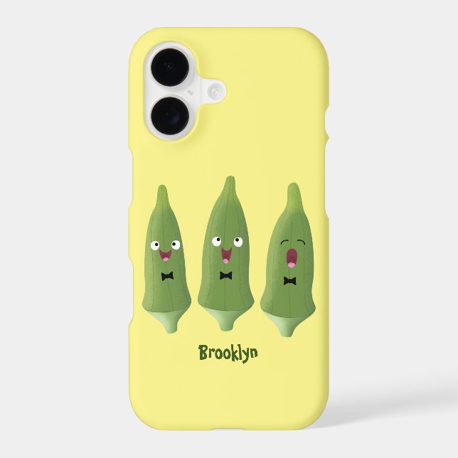 Cute singing okra vegetable cartoon  iphone case (Back)