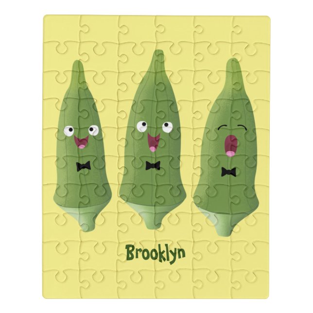 Cute singing okra vegetable cartoon jigsaw puzzle (Puzzle Vertical)